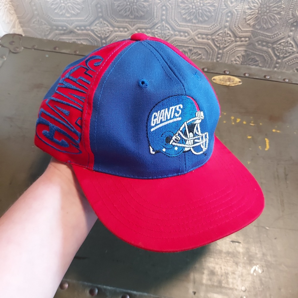 Vintage Annco NFL New York Giants Youth Snapback Hat Blue Red Helmet Logo Cap